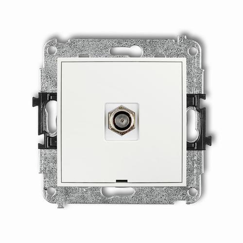 MINI mechanizm gniazda antenowego pojedynczego typu F (SAT) niklowany, bez pola opisowego biały