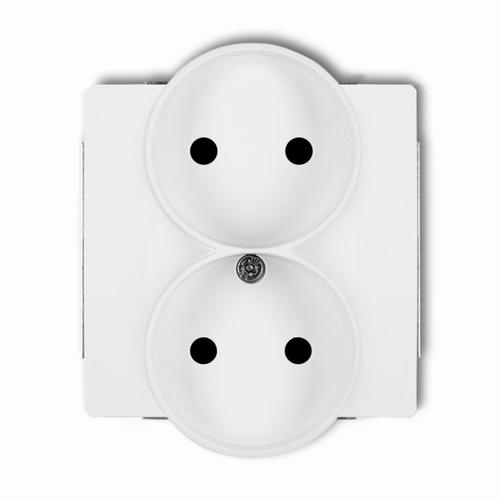 DECO mechanizm gniazda podwójnego do ramki z uziemieniem 2x(2P+Z) (przesłony torów prądowych) biały mat