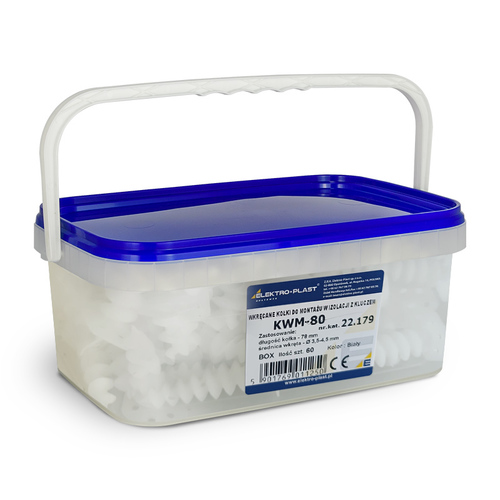 kołki wkręcane do montażu w izolacji z kluczem KWM-80 BOX (60 szt.) białe styropian