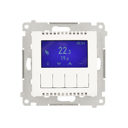 Simon 54  termostat programowalny z wyświetlaczem z wew/zewn czujnikiem temperatury, bez sondy (moduł) 16(2) A, 230V~;...