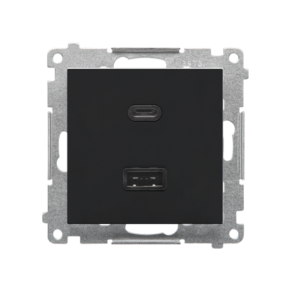 SIMON 55 ładowarka USB C+A (moduł), 30W, 230V czarny mat