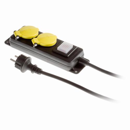 przedłużacz warsztatowy PS-270WS/44/1,5/3 E 2x230V IP44 H05RR-F 3G1,5 3m czarny