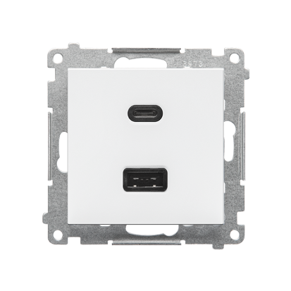 SIMON 55 ładowarka USB C+A (moduł), 30W, 230V; biały mat