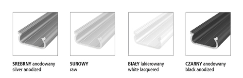 profil LED aluminiowy L1 srebrny anodowany natynkowy standard 2,02 m