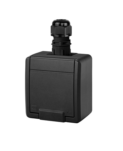 AQUANT 2K gniazdo natynkowe pojedyncze z uziemieniem 2P+Z IP65 kolor antracytowy
