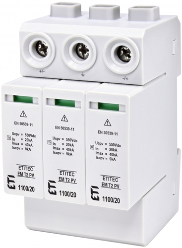 ogranicznik przepięć T2 (C) - do systemów PV ETITEC EM T2 PV 1100/20 Y