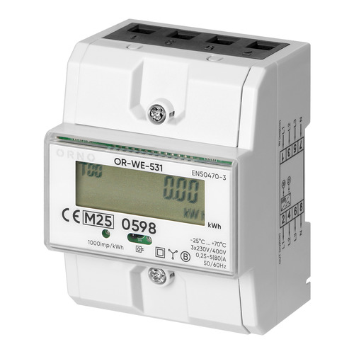 licznik energii elektrycznej 3-fazowy, 80A, MID, 3 moduły, DIN TH-35mm